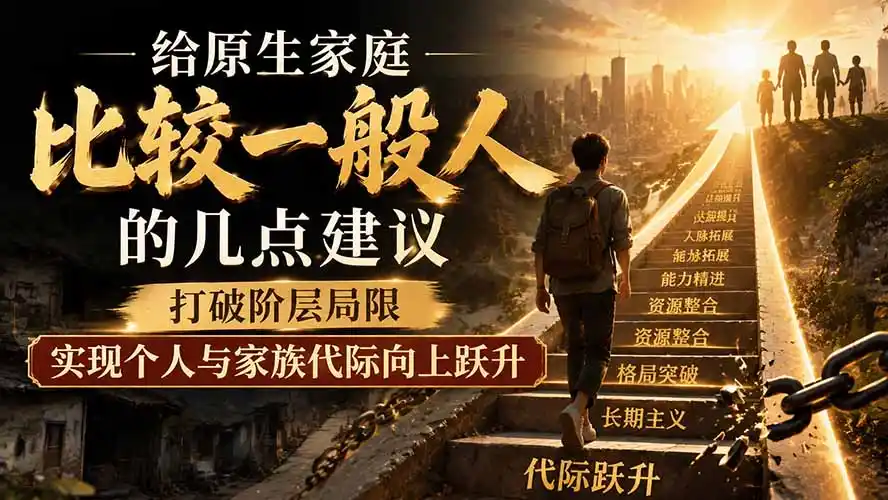 付费文章：给原生家庭比较一般人的几点建议，打破阶层局限，实现个人与家族代际向上跃升