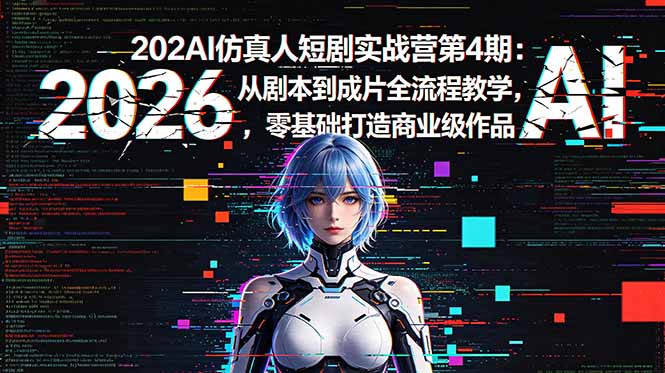 2026AI仿真人短剧实战营第4期：从剧本到成片全流程教学，零基础打造商业级作品