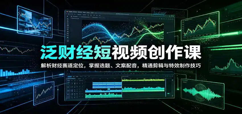 泛财经短视频创作课:解析财经赛道定位,掌握选题、文案配音,精通剪辑与特效制作技巧