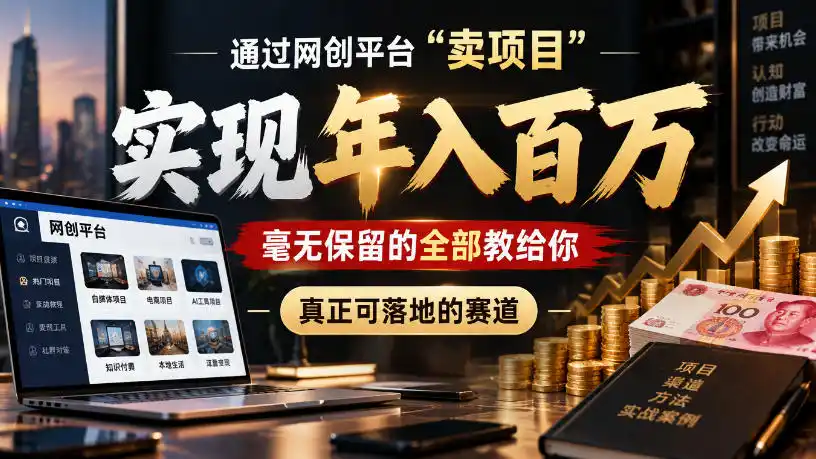 通过网创平台“卖项目”实现年入100w,毫无保留的全部教给你,真正可落地的赛道【揭秘】