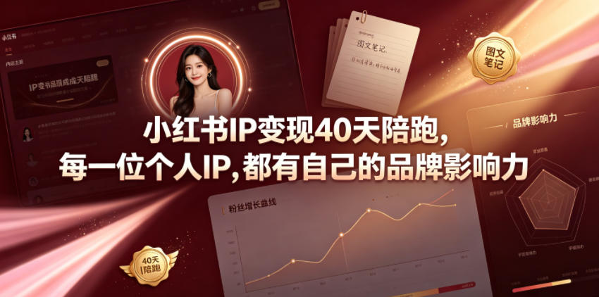 小红书IP变现40天陪跑,每一位个人IP,都有自己的品牌影响力