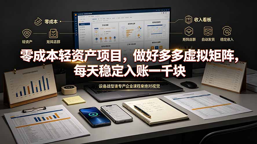零成本轻资产项目，做好多多虚拟矩阵，每天稳定入账一千块