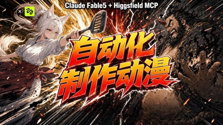 AI自动化动漫制作！Claude Fable 5接入Higgsfield MCP，直接生成完整创意内容