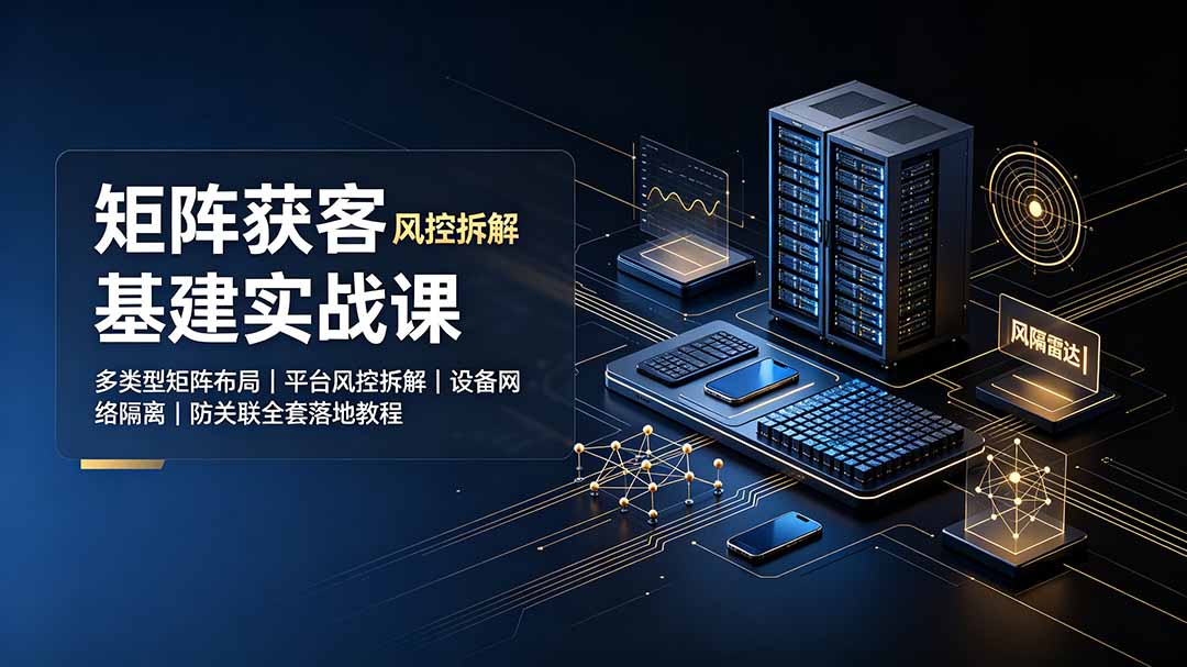 矩阵获客基建实战课：多类型矩阵布局｜平台风控拆解｜设备网络隔离｜防关联全套落地教程