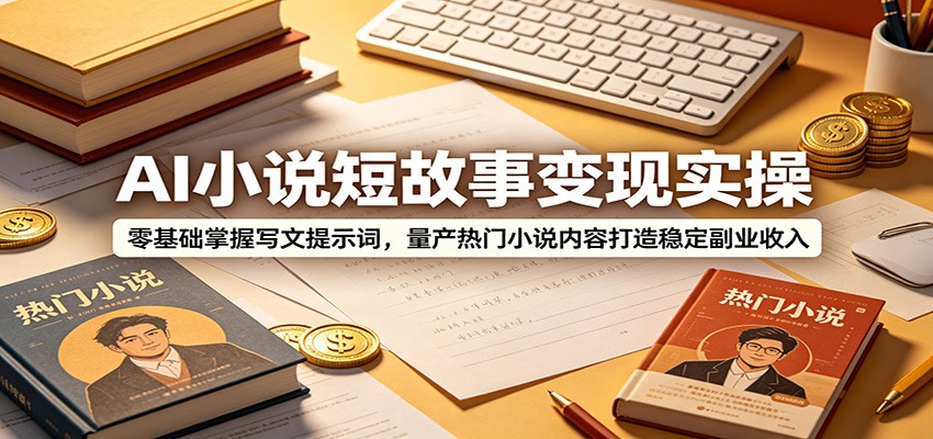 AI小说短故事变现实操:零基础掌握写文提示词,量产热门小说内容打造稳定副业收入