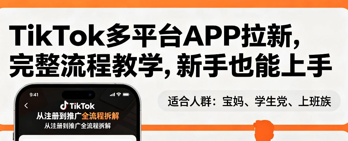 TikTok多平台APP拉新，完整流程教学，新手也能上手，轻松出海搞美金
