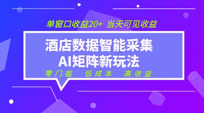 2026酒店数据采集ai智能矩阵新风口 低成本 高收益 当天见收益 单窗口20+