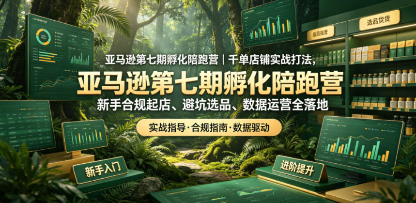 亚马逊孵化陪跑营｜千单店铺实战打法，新手合规起店、避坑选品、数据运营全落地(更新0708)