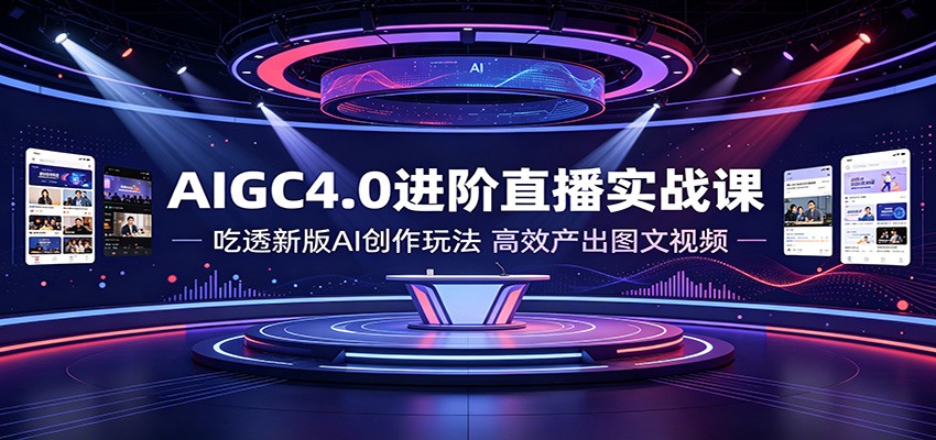 AIGC4.0进阶直播实战课：吃透新版AI创作玩法，高效产出图文视频