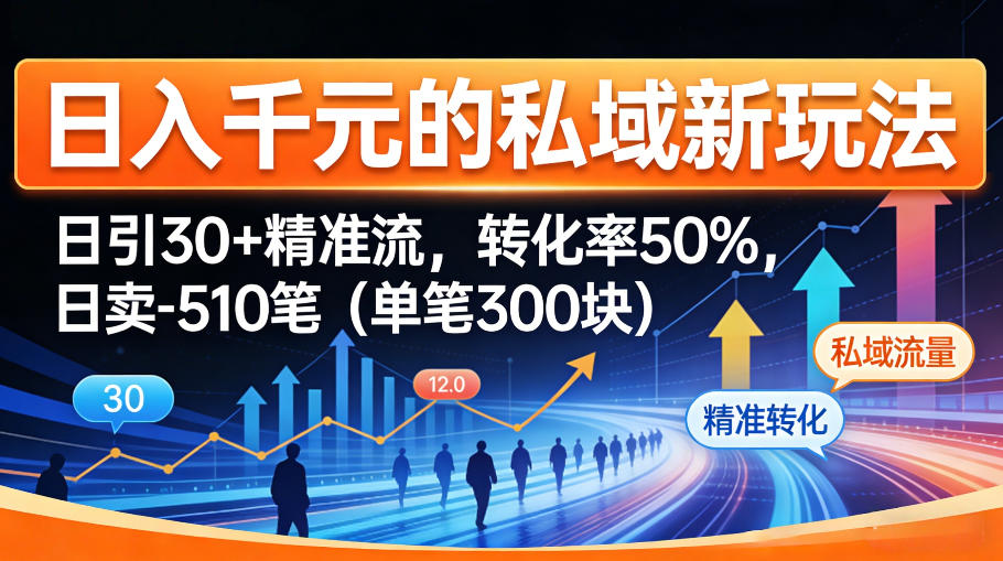 日入千米的私域新玩法：日引30＋精准流，转化率50%，日卖5-10笔(单笔300米)