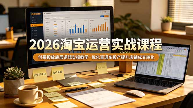 2026 淘宝运营实战课程,付费投放底层逻辑实操教学,优化直通车投产提升店铺成交转化