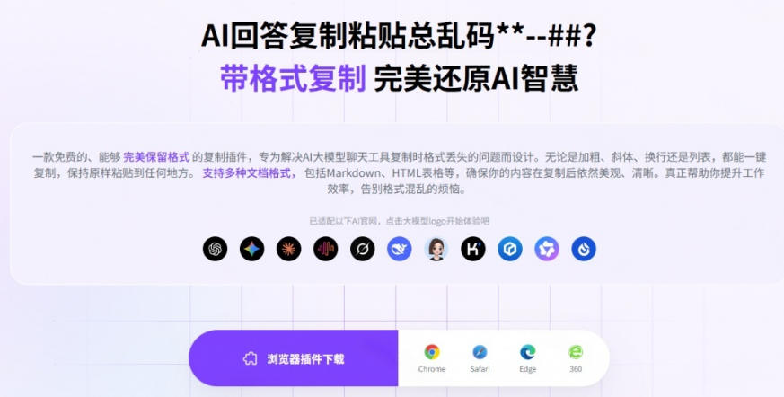 你的AI回答内容复制格式总乱码？完美一键保留原格式复制，办公宝藏浏览器插件Copy With Format