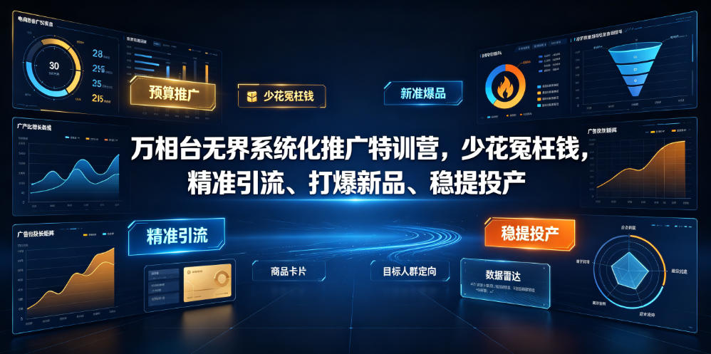 万相台无界系统化推广特训营VI0.0，少花冤枉钱，精准引流、打爆新品、稳提投产(全程录音+字幕)