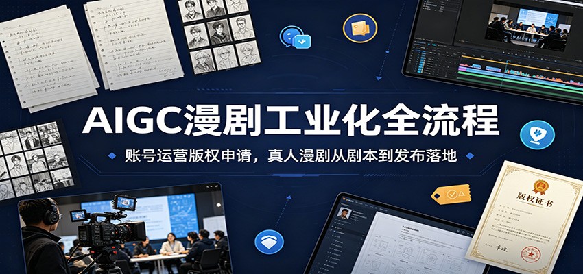 AIGC漫剧工业化全流程:账号运营版权申请,真人漫剧从剧本到发布落地