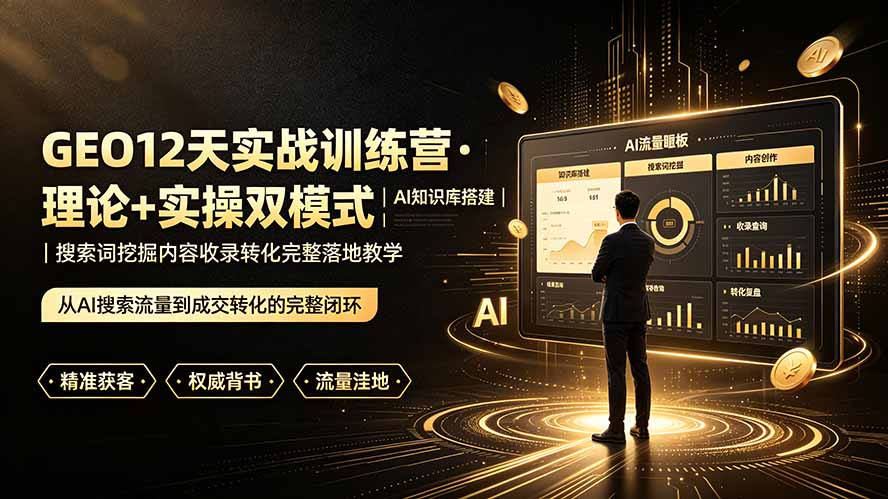 GEO12天实战训练营·理论+实操双模式｜AI知识库搭建｜搜索词挖掘内容收录转化完整落地教学