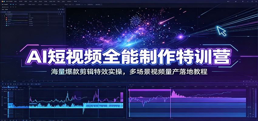 AI短视频全能制作特训营：海量爆款剪辑特效实操，多场景视频量产落地教程