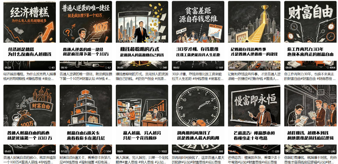 【AI书单】财富书籍图文解读玩法，一键直出，几十条视频，跑出1000单，全流程拆解，新手也可以上手