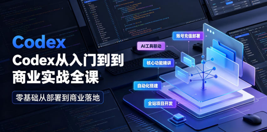 Codex从入门到商业实战全课｜账号充值部署、AI工具联动、核心功能精讲、自动化搭建、全站项目开发零基础教程