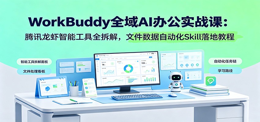 WorkBuddy全域AI办公实战课：腾讯龙虾智能工具全拆解，文件数据自动化Skill落地教程