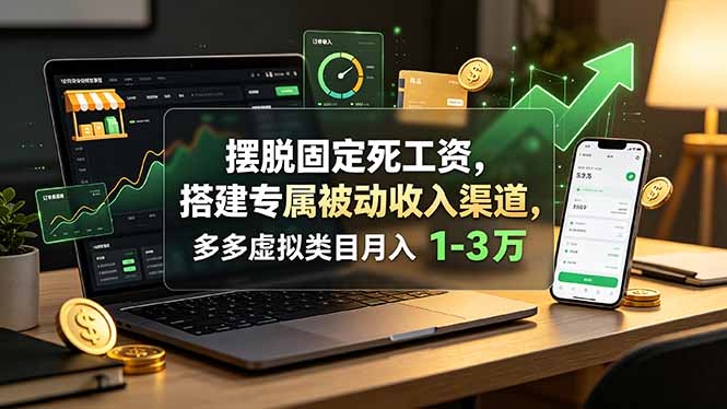 摆脱固定死工资，搭建专属被动收入渠道，多多虚拟类目月入 1-3 万