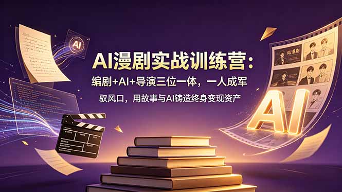 AI漫剧实战训练营:编剧+AI+导演三位一体,一人成军 驭风口,用故事与AI铸造终身变现资产