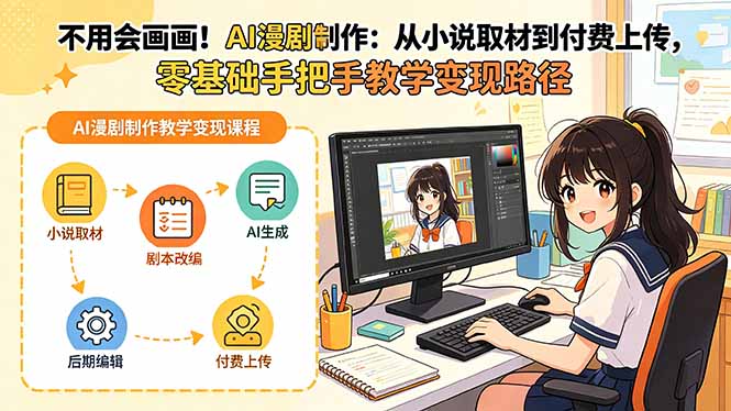 不用会画画！AI漫剧制作：从小说取材到付费上传，零基础手把手教学变现路径(更新
