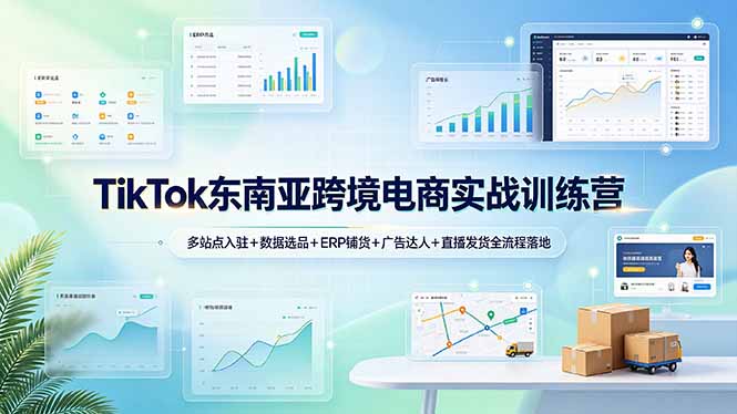TikTok东南亚跨境电商实战训练营:多站点入驻+数据选品+ERP铺货+广告达人+直播发货全流程落地