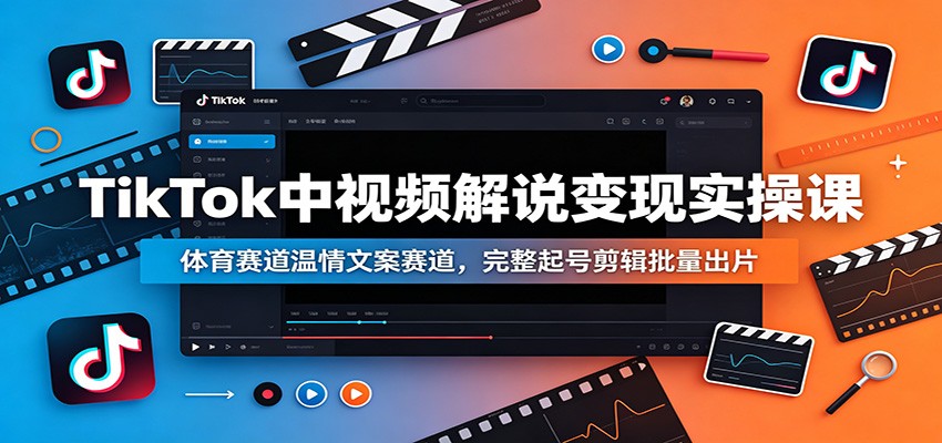 TikTok中视频解说变现实操课:体育赛道温情文案赛道,完整起号剪辑批量出片