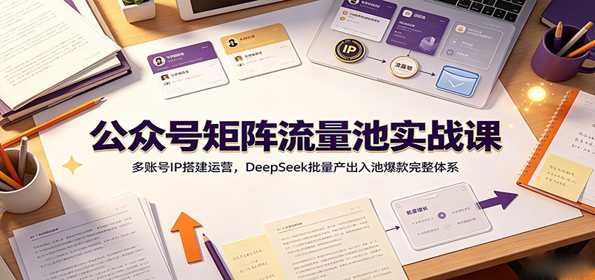 公众号矩阵流量池实战课：多账号IP搭建运营，DeepSeek批量产出入池爆款完整体系