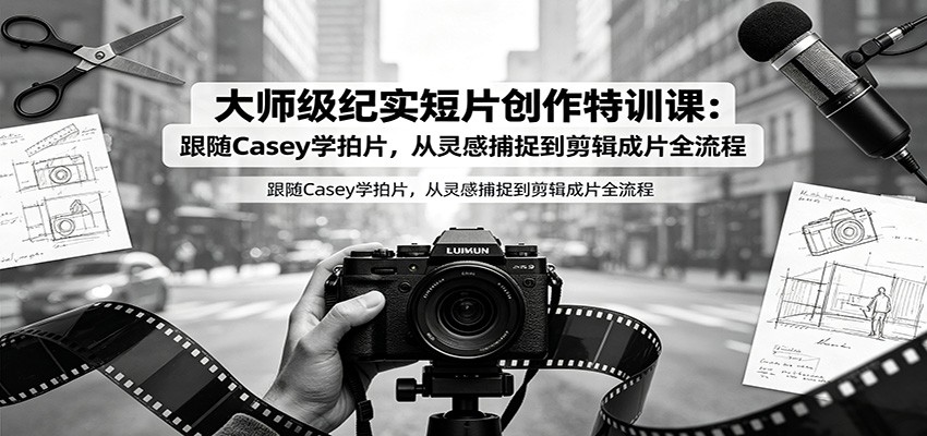 大师级纪实短片创作特训课：跟随Casey学拍片，从灵感捕捉到剪辑成片全流程