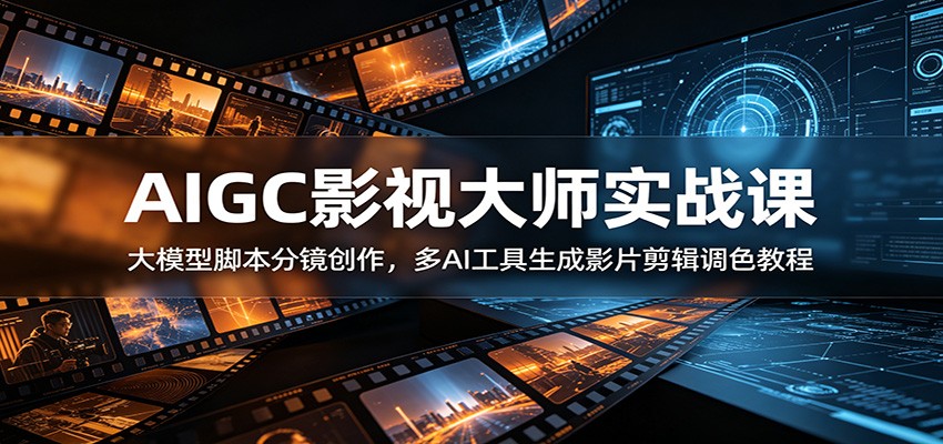 AIGC影视大师实战课:大模型脚本分镜创作,多AI工具生成影片剪辑调色教程