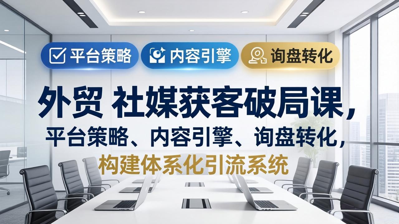 外贸 社媒获客破局课，平台策略、内容引擎、询盘转化，构建体系化引流系统(更新26年3月