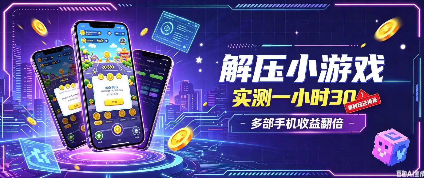 小游戏全流程玩法，实测一小时搞30，简单无脑解压，当天做当天就能看到进账，直接冲就行【揭秘】