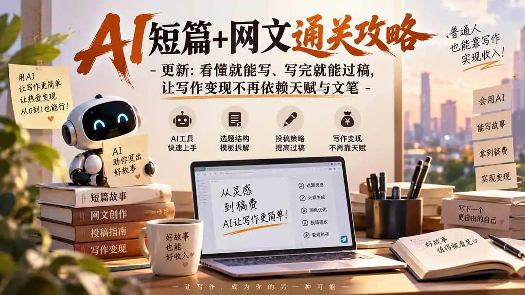 AI短篇+网文通关攻略-更新0921：看懂就能写、写完就能过稿，让写作变现不再依赖天赋与文笔