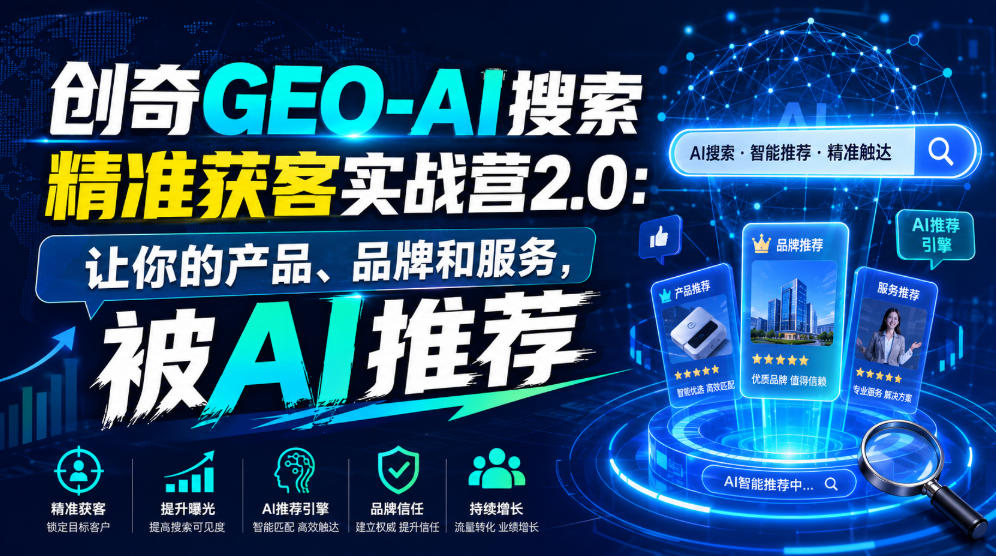 创奇GEO-AI搜索精准获客实战营2.0：让你的产品、品牌和服务，被AI推荐
