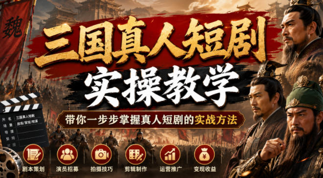 三国真人短剧实操教学，带你一步步掌握真人短剧的实战方法