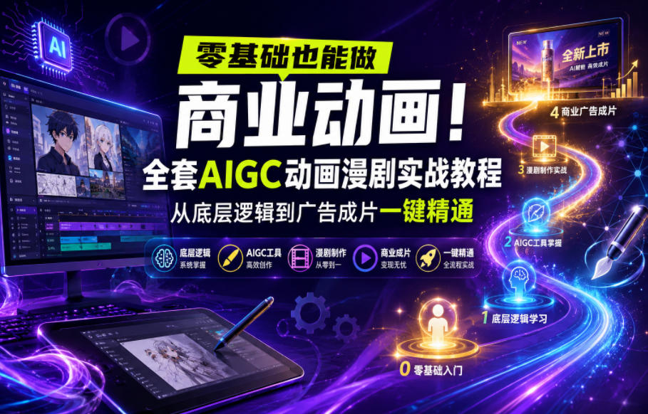 零基础也能做商业动画！全套AIGC动画漫剧实战教程，从底层逻辑到广告成片一键精通(更新0715)