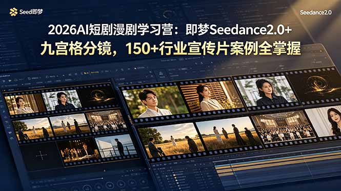 2026AI短剧漫剧学习营：即梦Seedance2.0+九宫格分镜，150+行业宣传片案例全掌握