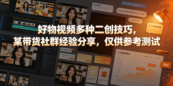 好物视频多种二创技巧,某带货社群经验分享,仅供参考测试