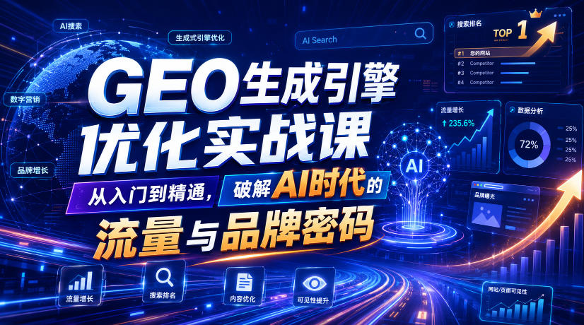 GEO生成引擎优化实战课，从入门到精通，破解AI时代的流量与品牌密码