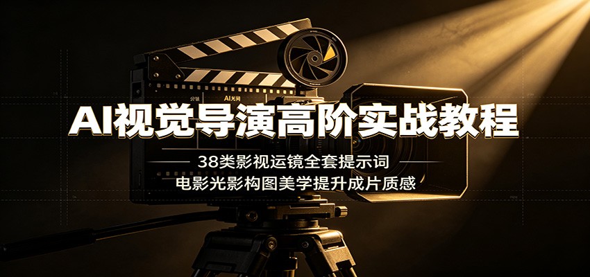 AI视觉导演高阶实战教程：38类影视运镜全套提示词，电影光影构图美学提升成片质感