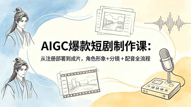AIGC爆款短剧制作课:从注册部署到成片,角色形象+分镜+配音全流程