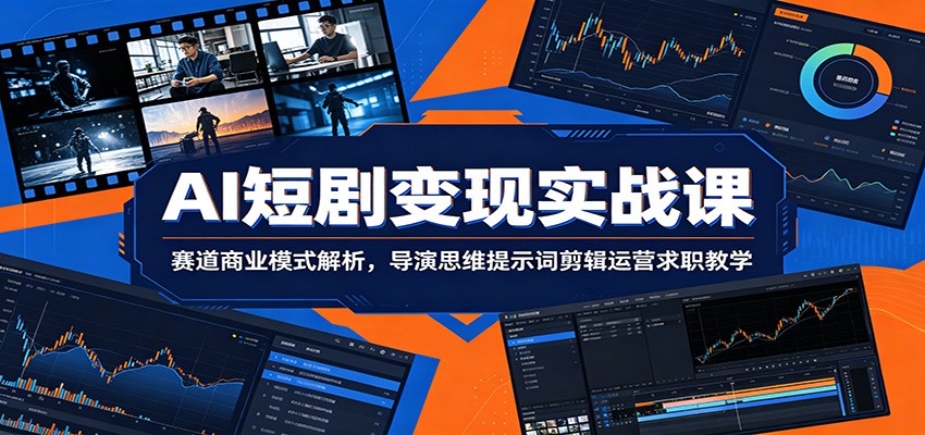 AI短剧变现实战课:赛道商业模式解析,导演思维提示词剪辑运营求职教学