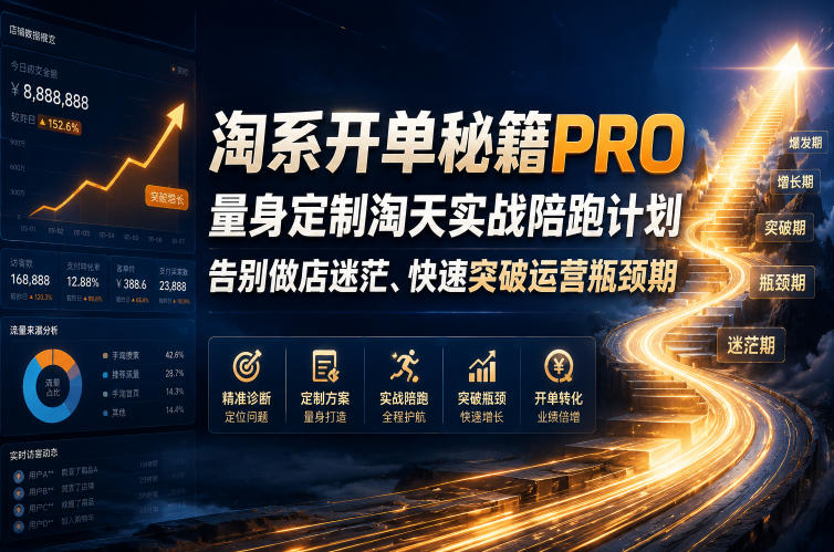 淘系开单秘籍PRO，量身定制淘天实战陪跑计划，告别做店迷茫、快速突破运营瓶颈期(20260715)