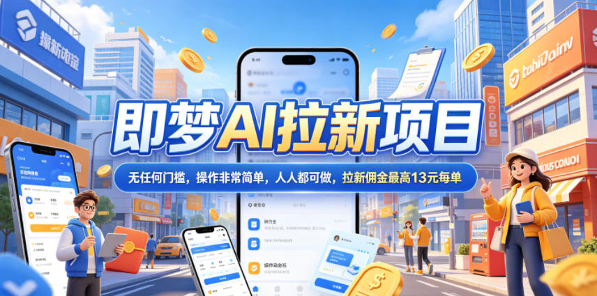 2026年即梦AI拉新项目最新玩法，无任何门槛，操作非常简单，人人都可做，拉新佣金最高13米每单(更新6月30日)