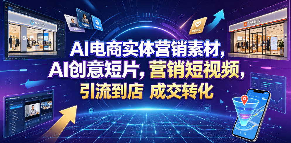 AI电商实体营销素材，AI创意短片，高效打造营销短视频，轻松引流到店，稳定提升门店客流与成交转化