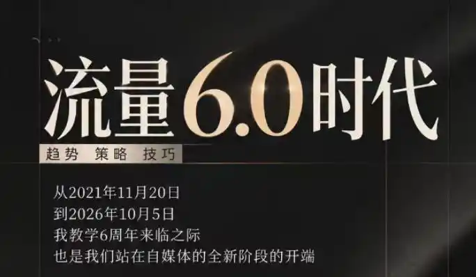 流量6.0时代直播课2026年10月，流量6.0时代的趋势、策略、技巧，2027年前，你的IP能否做起来，本场直播就是你的转折点​