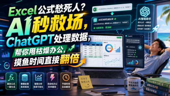 Excel公式愁死人？AI秒救场，ChatGPT处理数据，帮你甩枯燥办公，摸鱼时间直接翻倍【原创双语字幕】