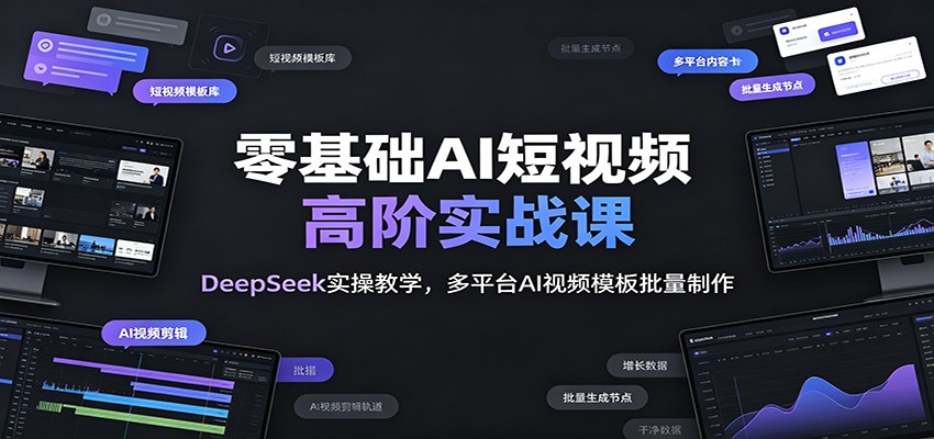 零基础AI短视频高阶实战课：DeepSeek实操教学，多平台AI视频模板批量制作