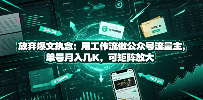 放弃爆文执念：用工作流做公众号流量主，单号月入几K，可矩阵放大